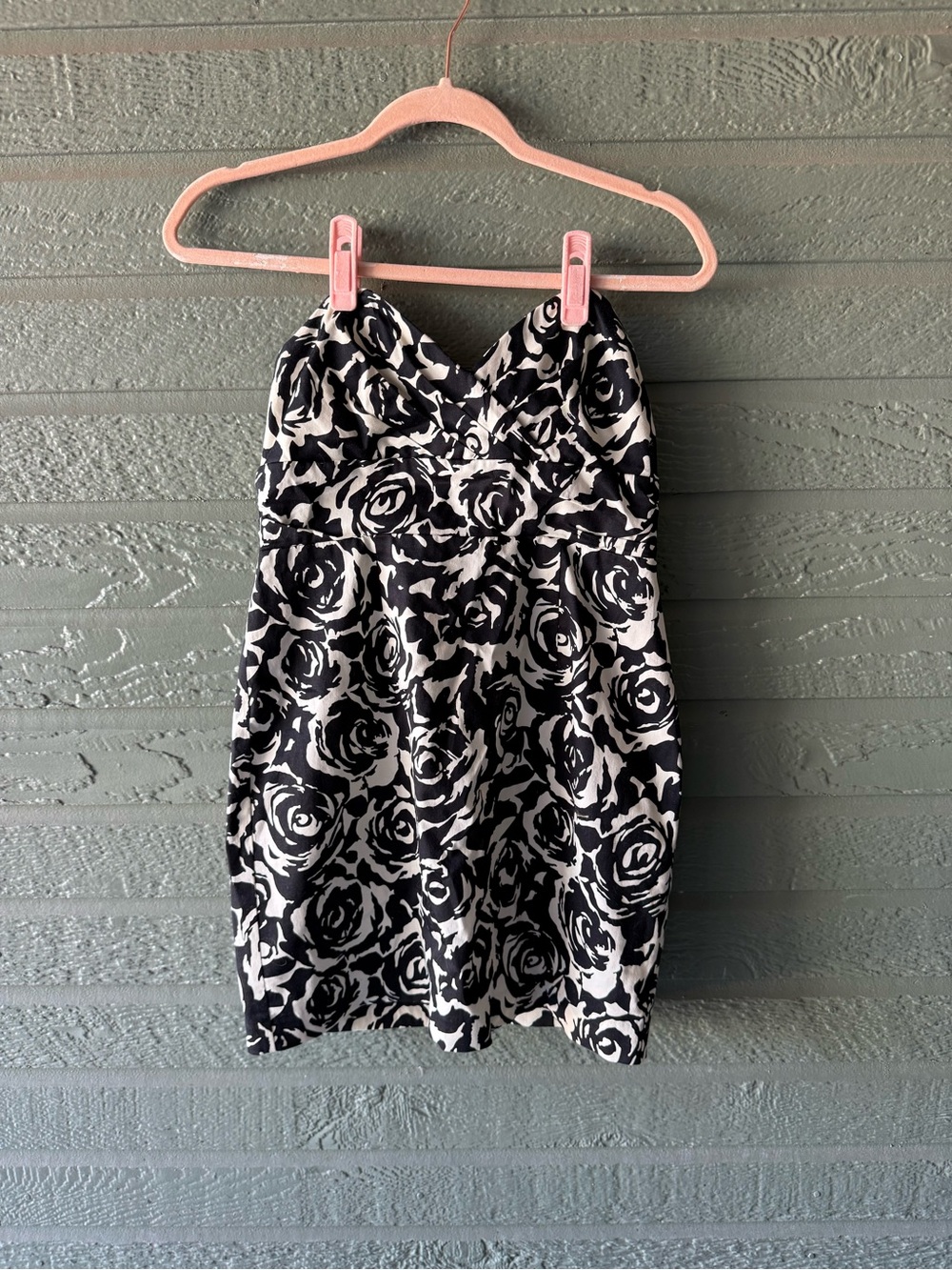 Black and White Floral Strapless Dress